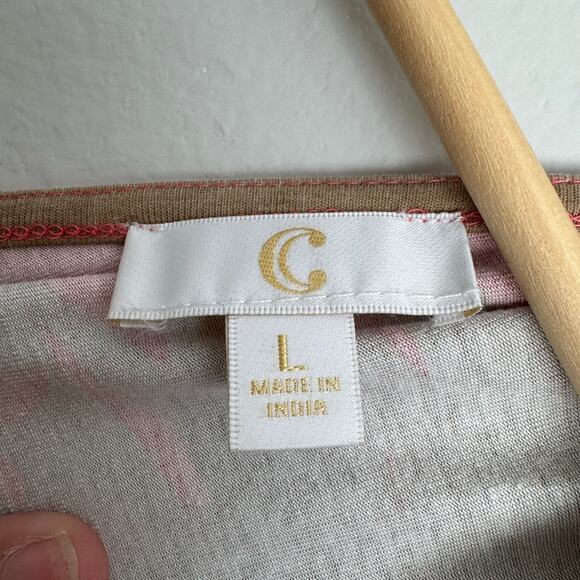 Floral Maxi Dress Size Large Tan Coral Tropical Vacation Resortwear Beachy - Picture 3 of 11